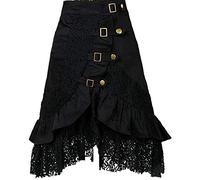 Taiduosheng Gonna in pizzo nero da donna, stile steampunk, gotico, retrò, per feste, discote, Nero , XL