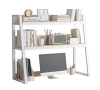 Taifuan 2 Livelli Libreria Da Scrivania Da Appoggio, Organizer Da Scrivania Regolabile, Organizzatore Scrivania Fai Da Te, Scaffale Organizer Scrivania, Per Ufficio(White,37x13x35inch)