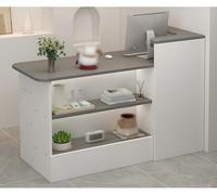 Taifuan Banco Reception Banco Reception Curvo Alto Ufficio, Banconi Reception Forma L Estetica, Bancone Cassa per Negozio Angolare con Cassetto e Armadio(Gris/Derecho,140x100x45cm)