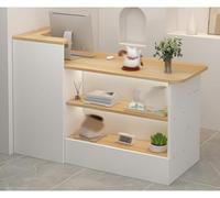 Taifuan Banco Reception Banco Reception Curvo Alto Ufficio, Banconi Reception Forma L Estetica, Bancone Cassa per Negozio Angolare con Cassetto e Armadio(Walnut/Left,120x100x45cm)