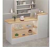 Taifuan Banco Reception Moderno e Piccolo, Tavolo della Reception Stile Marmoreo, Bancone Cassa con Cassetti e Spazio di Archiviazione, Cashier per Uffici Hall(Walnut/Right,120x100x45cm)