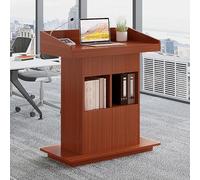 Taifuan Lectern Solid Wood Podiums Floor Standing Podiums Rolling Podium with Wheel Church Podium And Pulpits Mobile Speaking Lectern for Speech And Presentation(A,39.4″x19.68″x44″)
