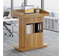 Taifuan Lectern Solid Wood Podiums Floor Standing Podiums Rolling Podium with Wheel Church Podium And Pulpits Mobile Speaking Lectern for Speech And Presentation(B,31.4″x19.68″x44″)