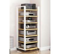 Taifuan Mobile stereo hi fi rack hifi Mobile Multimediale Audio-video Con Ripiano Regolabile In Altezza E Ruote, Soggiorno 4 5 6 7 Livelli Scaffale Per Componenti Stereo(White,7-Tier)