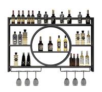 Taifuan Moderno Portabottiglie da Parete con Porta Calici,Portabottiglie da Parete in Arte del Ferro, Montaggio A Parete Portabottiglie In Metallo Design Multi-Gancio Ripiani Bar Unità Barra Scaffali