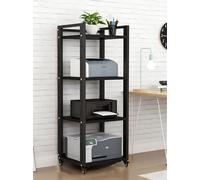 Taifuan Rack Audio Mobile con Ruote Universali,Mobiletto Portaoggetti Stereo Audio A 4-7 Ripiani,Mobile Stereo Hi Fi Rack HiFi per Soggiorno, Ufficio, Home Theater(Black,4-Tier)