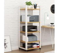 Taifuan Rack Audio Mobile con Ruote Universali,Mobiletto Portaoggetti Stereo Audio A 4-7 Ripiani,Mobile Stereo Hi Fi Rack HiFi per Soggiorno, Ufficio, Home Theater(White,5-Tier)