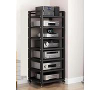 Taifuan Rack Audio Mobile con Ruote Universali,Mobiletto Portaoggetti Stereo Audio A 4-7 Ripiani,Mobile Stereo Hi Fi Rack HiFi per Soggiorno, Ufficio, Home Theater(Black,7-Tier)