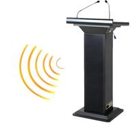 Taifuan Supporto da podio con Microfono e Altoparlante, leggio for pulpito in Metallo con Finitura Verniciata a Forno, podio for conferenze Resistente for Chiesa, Scuola ed Eventi(Black)
