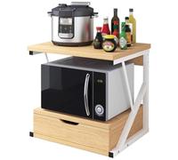 Taifuan Supporto per microonde, ripiano per microonde in Legno a 2 Livelli, ripiano con cassetto, per Cucina,Organizer per casa(Wood)