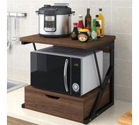 Taifuan Supporto per microonde, ripiano per microonde in Legno a 2 Livelli, ripiano con cassetto, per Cucina,Organizer per casa(Brown)