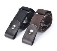 TAIHE 2 cinture senza fibbia, da uomo, da donna, senza fibbia, elasticizzate, larghezza 3,5 cm, senza fibbia, cintura elastica in vita, invisibile, per jeans, Nero , L