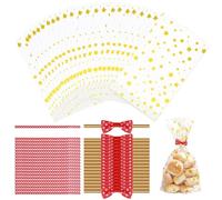 TAIHOBO 100PCS Sacchetti Trasparenti per Confezioni, 12,8×21cm Sacchetti Trasparenti per Caramelle Biscotti Cioccolatini con 120 Lacci, Bustine per Regalini Compleanno Halloween Natale Matrimonio