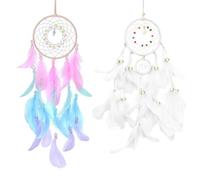TAIHOBO 2 Pezzi Acchiappasogni, Ornamento di Acchiappasogni Fatto a Mano con Piume Colorate, Dream Catcher per Bambini, Dreamcatcher Bohemien per Decorazione per la Casa per Ragazze Ragazzi
