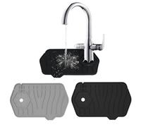 TAIHOBO 2 Pezzi Tappetino Drenante in Silicone, 24,5×15,3cm Tappetino Lavello Cucina Pieghevole, Paraspruzzi Lavello Cucina Antiscivolo, Proteggi Lavello Cucina, Adatto per Rubinetti Fino a 7,5cm