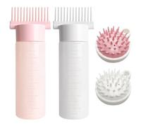 TAIHOBO 2PCS Applicatore Olio Capelli 180ml con 2 Spazzola Massaggio Cuoio Capelluto, Distributore Olio Capelli con Scala per Hair Oiling Capelli, Dosatore Olio Capelli per Una Tintura Uniforme