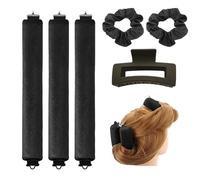 TAIHOBO 3 Pezzi Bigodino Lungo Per Boccoli Set, Heatless Bigodini Morbidi Per Dormire, Confortevoli Fascia Bigodino Capelli A Sezioni Per Creare Capelli Mossi Diverse Senza Calore (Nero)