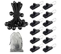 TAIHOBO 37 Pezzi Tarp Clip per Tenda, Clips per Accessori Campeggio Clip per Teloni, Corda Elastica con Pallina, Campeggio Accessori Utili per Telone Impermeabile per Esterno Tende da Sole Campeggio