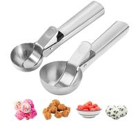TAIHOBO Cucchiaio Gelato di Diverse Dimensioni, 2 Pezzi Porzionatore per Gelato con Grilletto, Paletta Gelato in Acciaio Inossidabile Antiaderente, Cucchiaio per Gelato per Purè di Patate