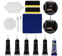 TAIHOBO Kit Riparazione Pelle Nero, 6 Pezzi Crema di Riparazione in Pelle e Vinile per Riparare Graffi, Fori e Crepe, Kit Riparazione Pelle per Ripara Pelle Divano Scarpe Giacche e Sedili Auto
