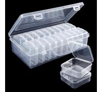 TAIHOBO Perline Scatole Plastica con Coperchio, 20 Pezzi Scatoline Trasparenti Piccole e 1 Scatola Porta Oggetti Plastica Grande, Cassetta Porta Minuteria con Adesivo Autoadesivo, per Gioielli e Viti