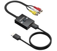 TAIKURA Convertitore AV a HDMI 1080P Commutazione Aspect Ratio 4:3/16:9 Cavo HDMI 0,5 M Incluso,Adattatore AV a HDMI Composito CVBS Supporta PAL/NTSC per Wii/PS1/PS2/N64 e Lettori DVD/VCR