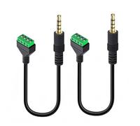 Taikuwu 2 cavi adattatore jack da 3,5 mm su morsetto a vite a 4 poli, cavo audio TRRS placcato oro, 30 cm, per cuffie, microfono, altoparlante, PC, cablaggio audio fai da te