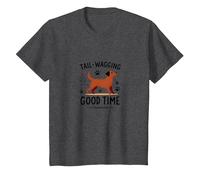 Tail-Wagging Good Time Dog Lover Paw Maglietta, Bambini, Grigio Scuro, 8 Anni