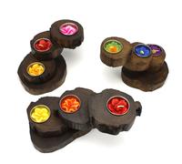 Tailandese Teak 3 Step Twist Portalume Candela, Stile A3, Natural Legno Thailand