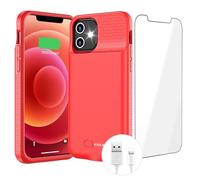 tailasi Custodia con batteria per iPhone 12/12 Pro 7000mAh Custodie di ricarica Ultra-Sottile Caricabatterie ricaricabile Batteria Estesa Batteria da Viaggio per iPhone 12/12 Pro-6.1 pollici Rosso