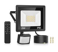 TailcasLED Faretto LED da Esterno con Sensore di Movimento 25W, 48 Led 3000K/4000K/6500K IP66 Impermeabile, Telecomando, 2100LM Luci Faretto LED Interno ed Esterno per Giardino, Cortile