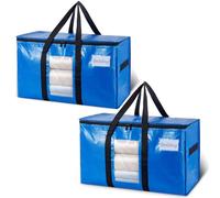 TAILI 2 Pack Scatole Trasloco extra-large, Borse da Trasporto Robuste con Cerniera per lo Stoccaggio,Cambio Stagione Contenitori,custodia blu per traslochi salvaspazio,alternativa allo scatolone