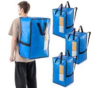 TAILI Borsa da trasloco tipo zaino, manici e cerniere resistenti, indispensabile per traslochi, conservazione dei vestiti, sacchi per la biancheria, imballaggio, viaggi (blu, confezione da 4)