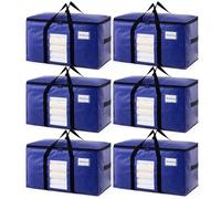 TAILI Borse da trasloco extra large, scatole da trasloco con cerniere, maniglie robuste e finestre a vista, scatole guardaroba per riporre oggetti, piumoni, vestiti (blu profondo, set da 6)
