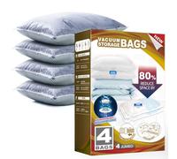 TAILI Confezione da 4 sacchetti sottovuoto Jumbo per piumini e coperte, sacchetti salvaspazio per biancheria da letto, 100x80 cm