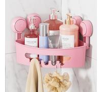 TAILI LEVERLOC Mensola Doccia con Ventose per Bagno Mensola Angolare Doccia Caddy Rack a Muro per Cucina Senza Foratura Porta Bagnoschiuma da Doccia per Accessori da Bagno - Plastica in Rosa