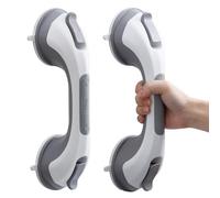 TAILI Maniglia Doccia Anziani 2 Pack, MAX 109 KG Maniglione Bagno per Disabili, 31 CM Maniglia Ventosa per Doccia, Rimovibile Maniglioni Bagno per Anziani, Nessuna foratura Handy Grasp Pro - Grigio