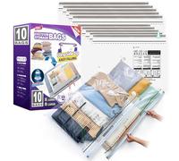 TAILI Sacchetti Sottovuoto Vestiti 10 Pezzi 5 Extra Large, 5 Grandi con Cerniera Laterale Lunga Tipo Spesso Sacchi Sottovuoto Riutilizzabili Buste Sottovuoto per Vestiti, Piumoni, Biancheria da Letto