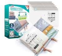 TAILI Sacchetti Sottovuoto Vestiti 6 Pezzi 100 x 70 CM Con Cerniera Laterale Lunga Tipo Spesso Sacchi Sottovuoto Riutilizzabili Buste Sottovuoto Per Vestiti, Piumoni, Lenzuola, Cuscini e Coperte