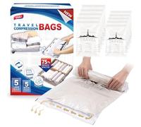 TAILI Sacchetti Sottovuoto Vestiti Viaggio 10 Pezzi 2 Taglie 70 x 45 CM, 60 x 40 CM Riutilizzabili Sacchetti Sottovuoto per Viaggio, Valigia, Zaino, Senza Pompa Necessaria Sacchetti Vestiti Viaggio