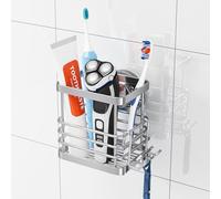 TAILI Supporto per Spazzolino da Denti a Ventosa, Porta Spazzolini da Doccia in Acciaio Inox Argento Anti-sudorazione, Organizzatore Rimovibile senza Trapano per Rasoio, Bagno, Dentifricio, Cucina