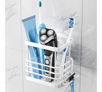 TAILI Supporto per Spazzolino da Denti a Ventosa, Porta Spazzolini da Doccia in Acciaio Inox Bianco Anti-Sudorazione, Organizzatore Rimovibile Senza Trapano per Rasoio, Bagno, Dentifricio, Cucina