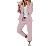 Tailleur 2 Pezzi Eleganti da Donna Business Set da Cocktail Elasticizzate Tailleur Blazer Bottone Manica Lunga Aperto Davanti Colletto Pantaloni Completo Oversize Cerimonia per Matrimoni e Feste