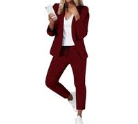 Tailleur 2 Pezzi Eleganti da Donna Business Set da Cocktail Elasticizzate Tailleur Blazer Bottone Manica Lunga Aperto Davanti Colletto Pantaloni Completo Oversize Cerimonia per Matrimoni e Feste