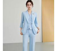 Tailleur Donna 3 Pezzi Elegante Con Gilet In Pizzo E Giacca Slim Fit CF49705