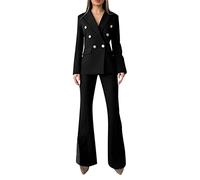 Tailleur Donna Con Pantaloni Tuta Da Cerimonia Casual Aperto Davanti Colletto Completo Da Lavoro Manica Lunga Business Set Due Pezzi Giacche E Pantalone Complete Ufficio Taglie Forti Per Sera Party