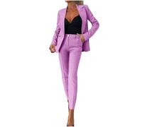 Tailleur Donna Eleganti in 2 Pezzi Pantaloni e Giacca da Cerimonia Curvy Blazer Offerte Lampo Blazer a Maniche Lunghe Tuta Elastici in Vita Set di Abiti in Tinta Unita Pantalone Giacche Due Pezzi Suit