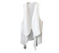 Tailleur Donna,Gilet Estivo In Chiffon Morbido Da Donna, con Scollo A V, Senza Maniche, Leggero, Elegante, Drappeggiato, Aperto Sul Davanti, Formale, Da Ufficio, Casual, Vintage, Cardigan, Bianco S