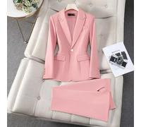 Tailleur Donna Rosa Pastello Giacca Dettagli Eleganti Pantalone Slim Fit CF52426