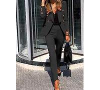 Tailleur elegante ufficio completo donna nero elegante giacca pantalone 4936